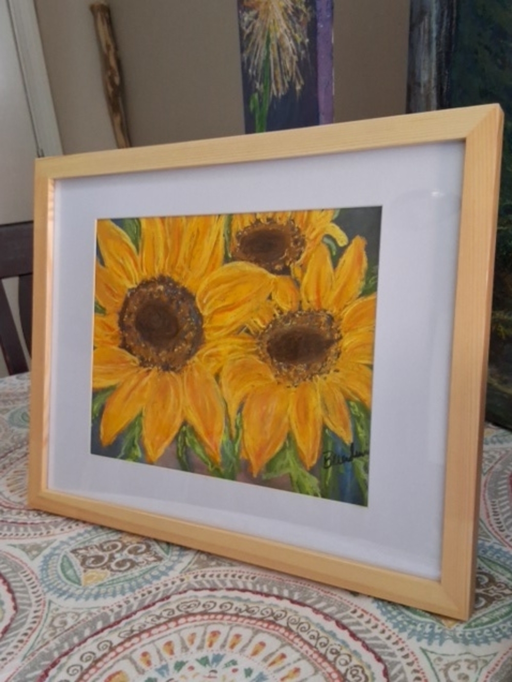 "Sunflower Trio" Original Unframed Artwork Created By Brea Marie 9 X 12 - Picture 6 of 6